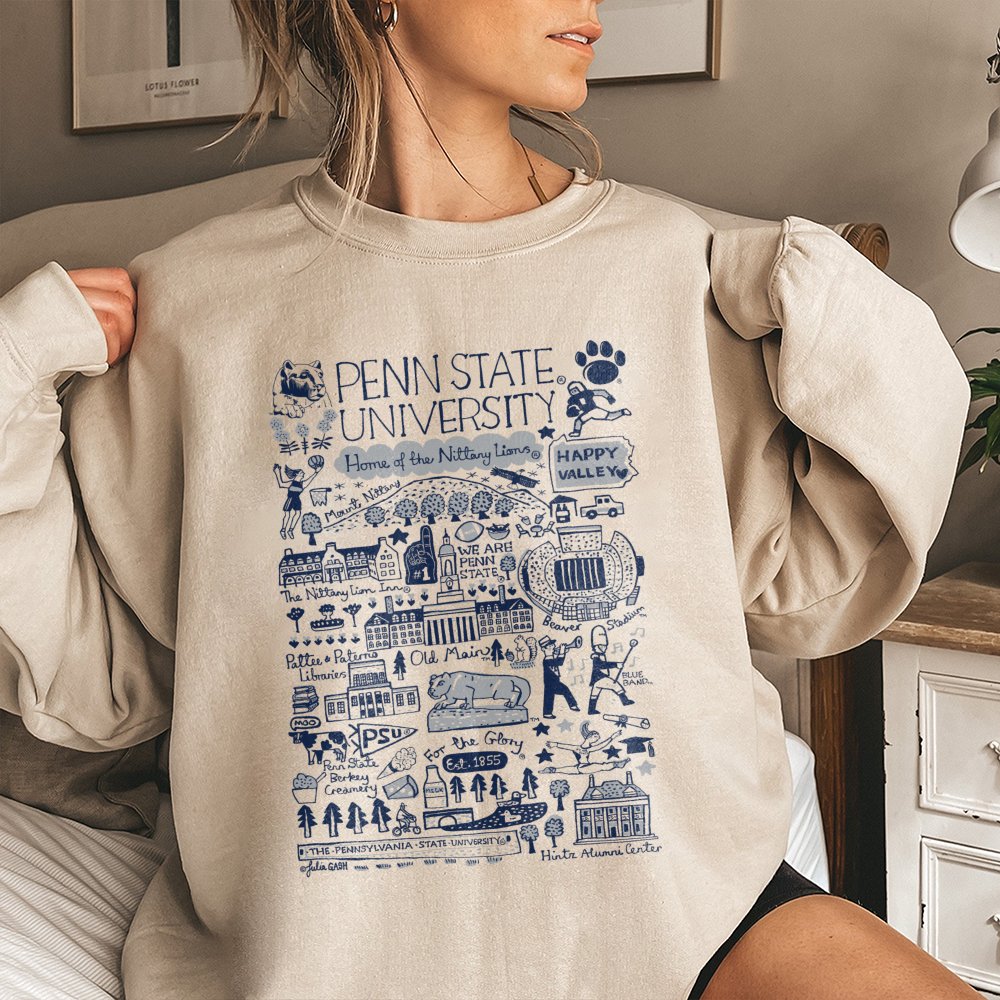 Penn State University Sweatshirt | Nittany Lions Campus Map Illustration | Premium Cotton-Poly Blend | Game Day Gift for PSU 