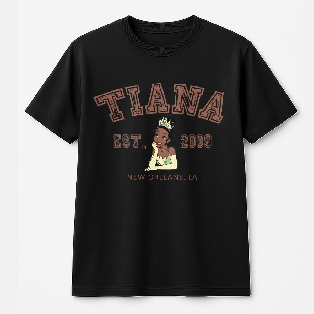 Tiana Princess Graphic T-Shirt | New Orleans Retro Aesthetic | 100% Cotton Premium Tee | Magical Kingdom Park Trip Gift for H