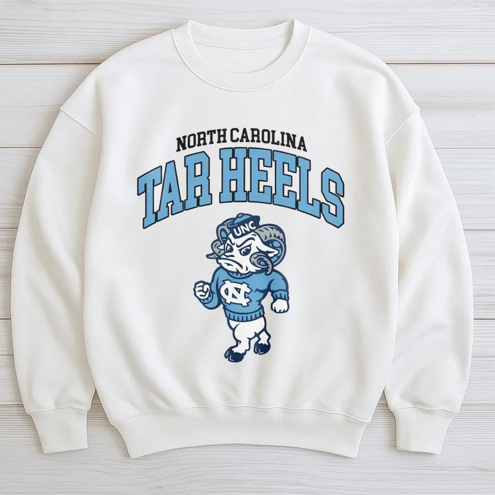North Carolina Tar Heels Sweatshirt | University Mascot Graphic Crewneck | Premium Cotton-Blend Fleece | Unisex College Sport
