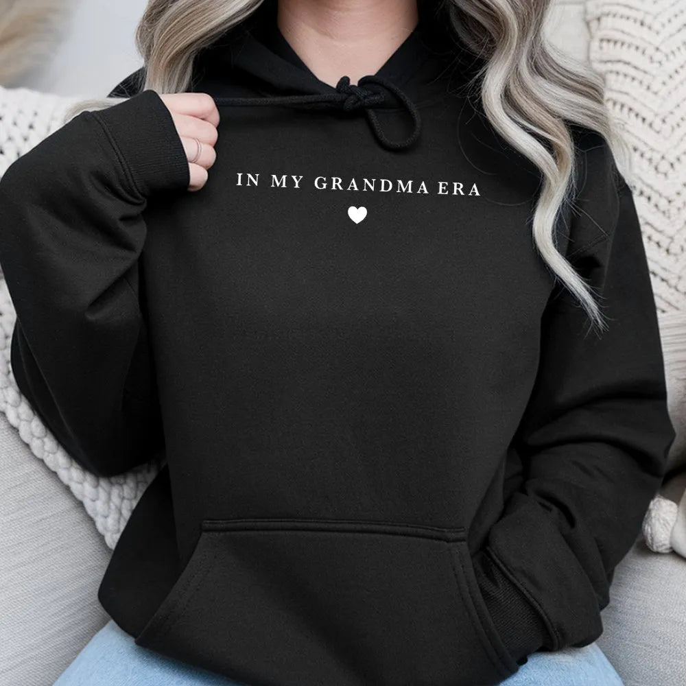 In My Grandma Era Hoodie | Minimalist Script Heart Graphic | Premium Cotton Blend | New Grandma Gift Idea for First Time Gran