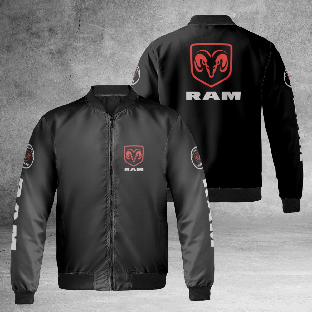 Ram Trucks Bomber Jacket | Logo Graphic Print | Durable Nylon & Polyester Lining | Premium Streetwear Gift For Truck Owners