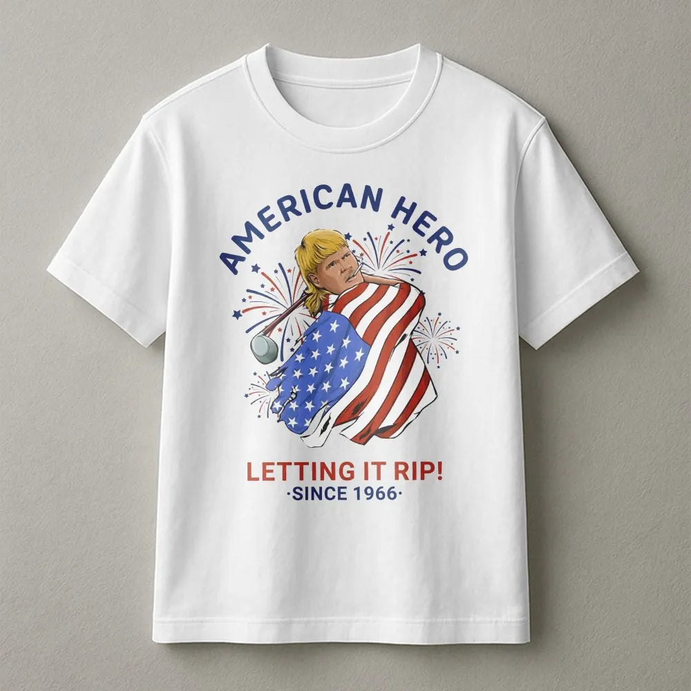 John Daly American Hero T-Shirt | Patriotic Golf Legend with Flag Graphic | Soft Cotton Tee | Gift for Golfer 4th of July
