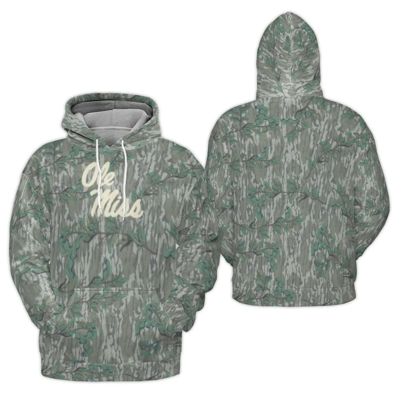 Ole Miss 3D Hoodie | Bottomland Camo Print | Brushed Fleece Lined Polyester | Unisex University Fan Gift