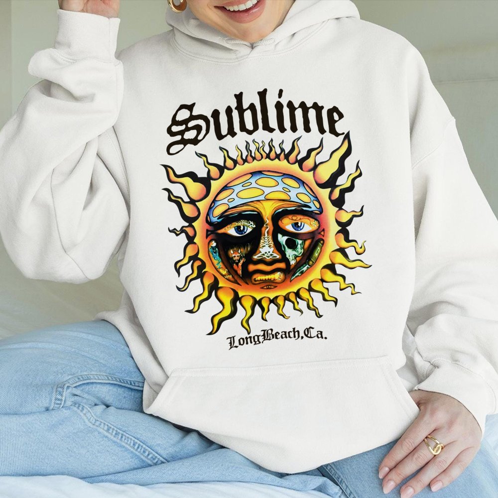 Sublime Sun Hoodie | Vintage Rock Band Graphic Print | Premium Cotton-Blend Fleece | Music Festival Gift for Men and Women