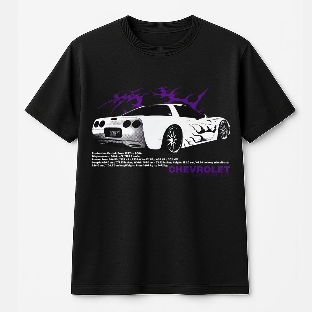 Corvette C5 T-Shirt | Classic Car Graphic with Technical Specs | Premium Cotton Enthusiast Apparel | Gift for Muscle Car Owne