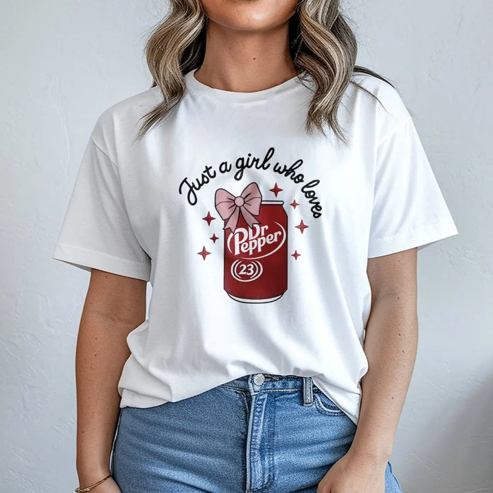 Soda Graphic T-Shirt | Cute Bow Aesthetic Soda Can Design | Premium Cotton Soft Tee | Fun Trendy Gift For Soda Lovers