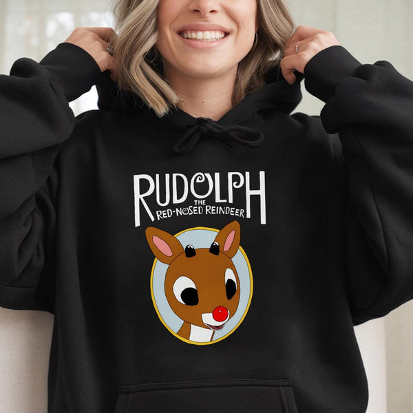 Rudolph The Red-Nosed Reindeer Hoodie | Retro Christmas Graphic Sweatshirt | Premium Cotton-Blend | Festive Gift for Holiday 
