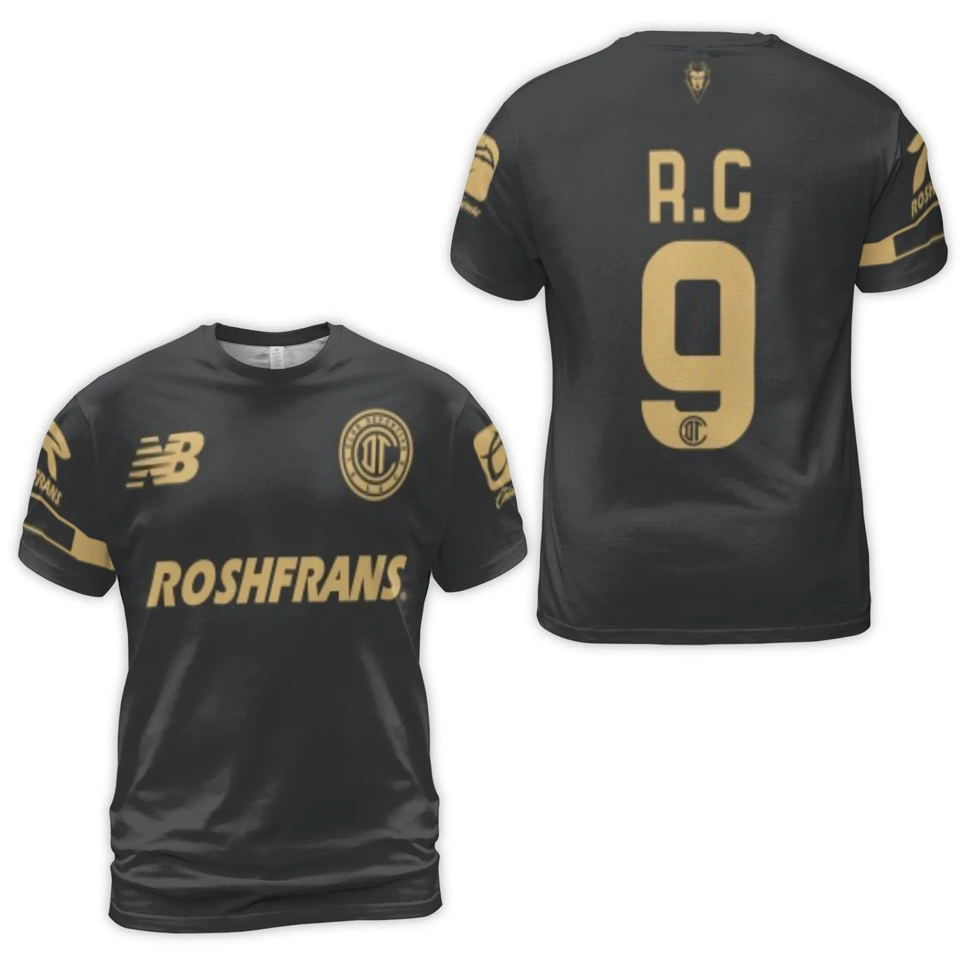 Deportivo Toluca T-Shirt | Black And Gold Soccer Fan Jersey | 3D All-Over Print Polyester | Gift For Club Toluca Supporters