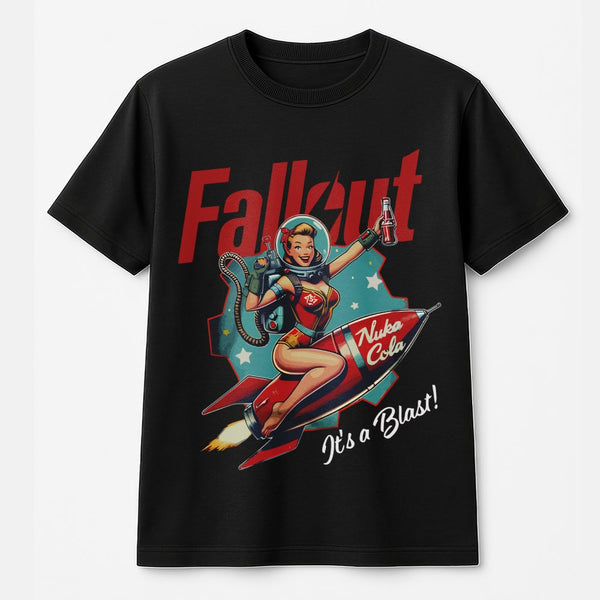 Retro Gaming T-Shirt | Nuka Cola Pin-Up Girl Graphic Tee | Premium 100% Cotton Apparel | Unique Gift for Fallout Fans