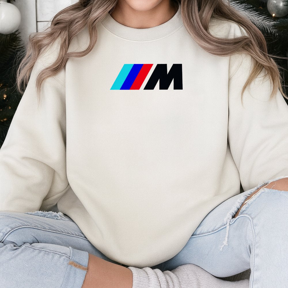 Motorsport Logo Sweatshirt | Graphic Racing M Series Print | Premium Cotton-Blend Crewneck | Automotive Enthusiast Gift For C
