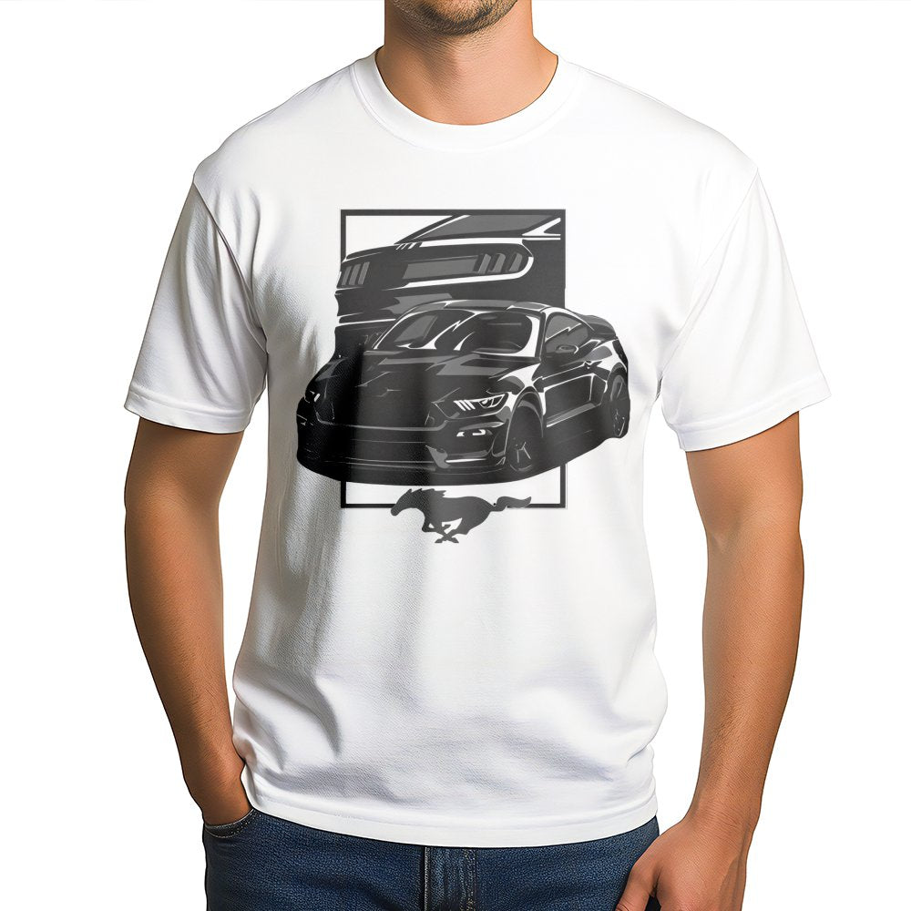 Muscle Car Graphic T-Shirt | Iconic Pony Logo Street Racing Design | Premium 100% Cotton Tee | Gift for Car Enthusiasts and G