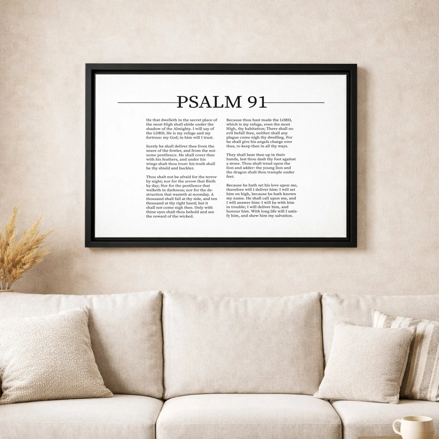 Psalm 91 Bible Verse Canvas Wall Art | Minimalist Scripture Print | Premium Gallery-Wrapped 1.25" Profile | Christian Home De
