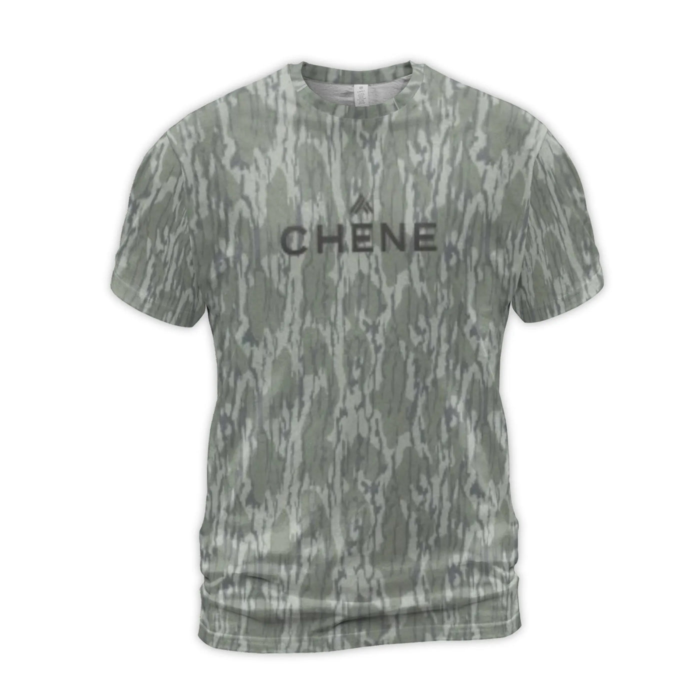 Chene Camo T-Shirt | All-Over 3D Printed Tree Bark Pattern | Premium Polyester Spandex Blend | Breathable Hunting Style Tee f