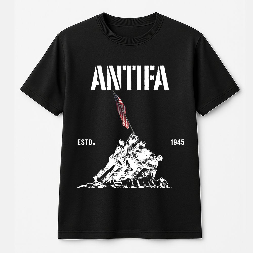Antifa Estd 1945 T-Shirt | Iconic Iwo Jima Design | 100% Cotton Premium Quality | Anti-Fascist Protest Apparel for Activists