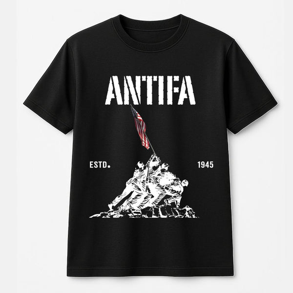 Antifa Estd 1945 T-Shirt | Iconic Iwo Jima Design | 100% Cotton Premium Quality | Anti-Fascist Protest Apparel for Activists
