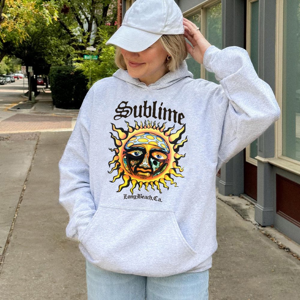 Sublime Sun Hoodie | Vintage Rock Band Graphic Print | Premium Cotton-Blend Fleece | Music Festival Gift for Men and Women