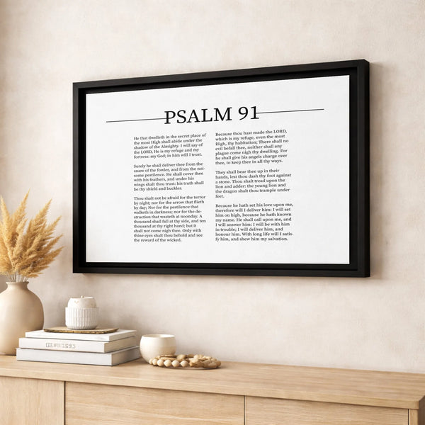 Psalm 91 Bible Verse Canvas Wall Art | Minimalist Scripture Print | Premium Gallery-Wrapped 1.25" Profile | Christian Home De