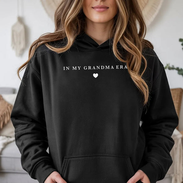 In My Grandma Era Hoodie | Minimalist Script Heart Graphic | Premium Cotton Blend | New Grandma Gift Idea for First Time Gran