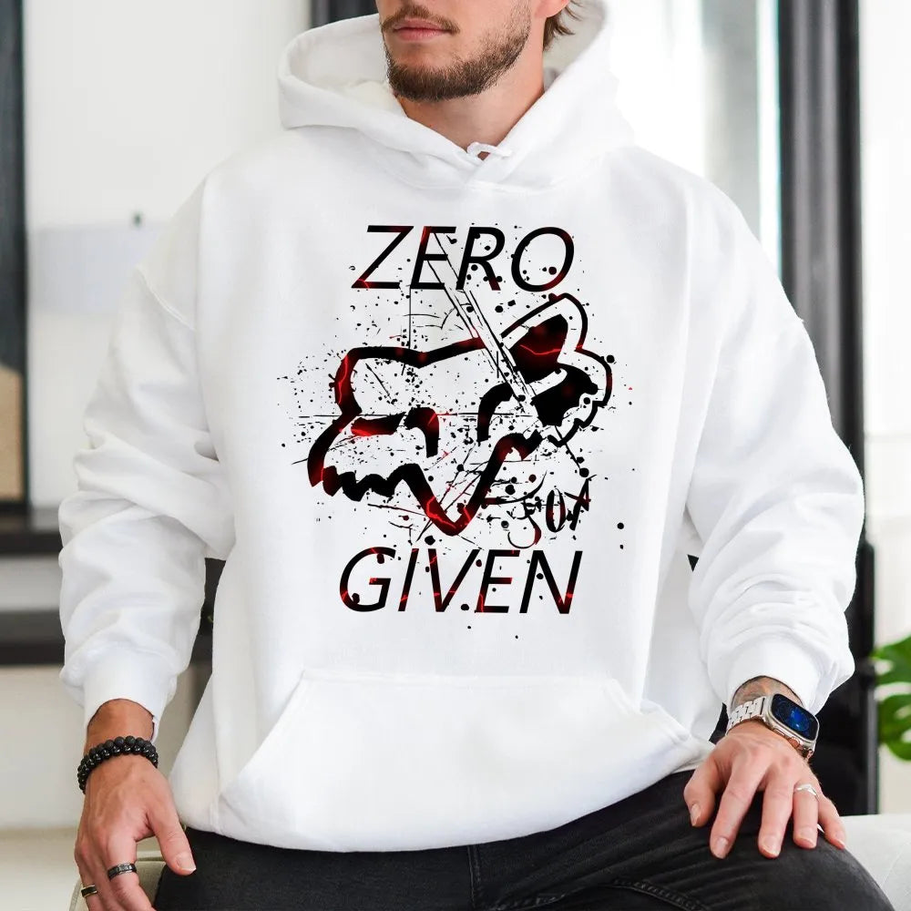 Zero Given Fox Head Hoodie | Splatter Graphic Motocross Design | Premium Cotton-Poly Blend | Unisex Gift for Dirt Bike and MT