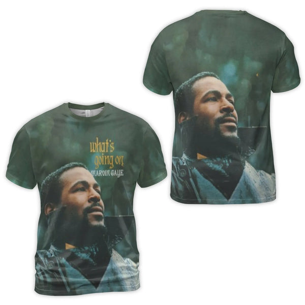 Marvin Gaye 3D Graphic T-Shirt | What's Going On Album Art Print | Premium Polyester Blend | Music Fan Gift & Retro Soul Conc