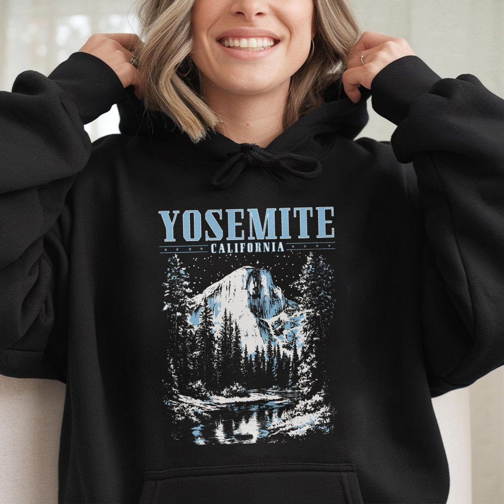 Yosemite National Park Hoodie | Retro Half Dome Graphic Sweatshirt | Premium Cotton Blend | Nature Lover Gift for Hikers and 