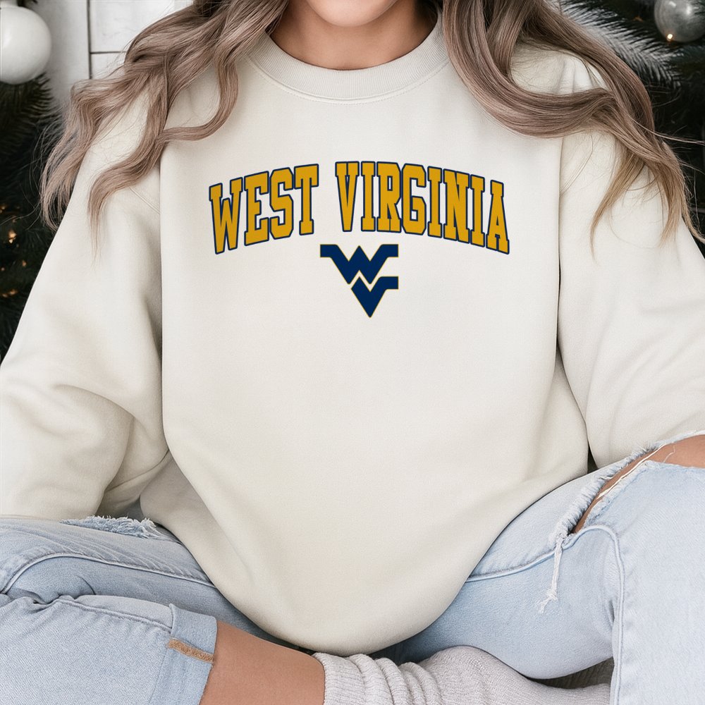 West Virginia University Sweatshirt | Collegiate Arch Logo Design | Cotton-Poly Blend Premium Comfort | Gift for Students Alu