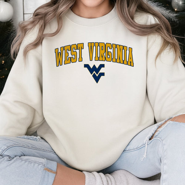 West Virginia University Sweatshirt | Collegiate Arch Logo Design | Cotton-Poly Blend Premium Comfort | Gift for Students Alu