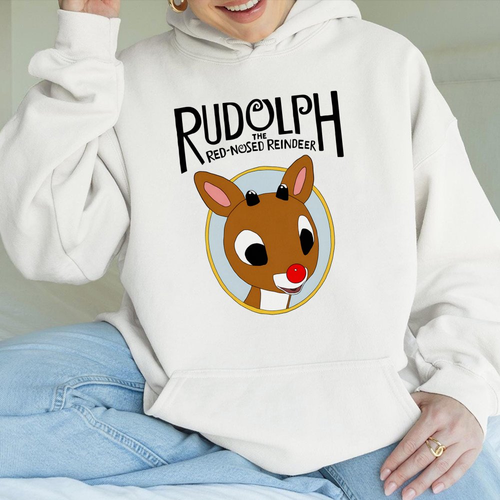 Rudolph The Red-Nosed Reindeer Hoodie | Retro Christmas Graphic Sweatshirt | Premium Cotton-Blend | Festive Gift for Holiday 
