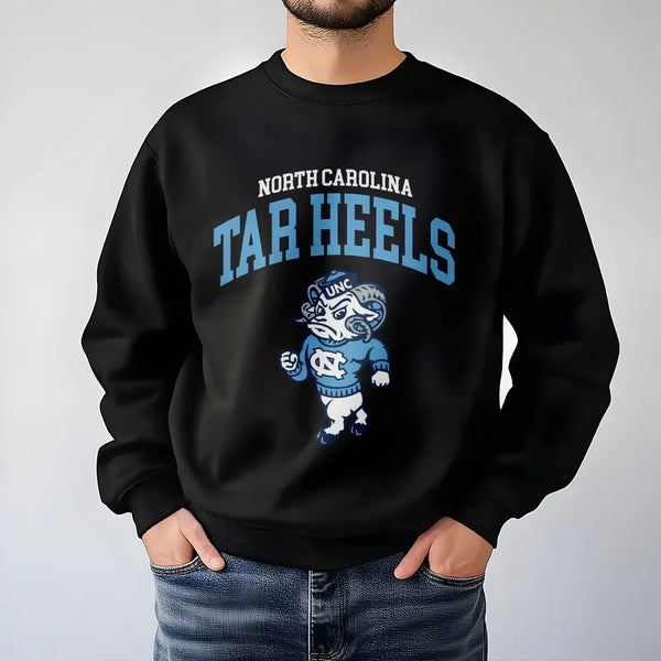North Carolina Tar Heels Sweatshirt | University Mascot Graphic Crewneck | Premium Cotton-Blend Fleece | Unisex College Sport
