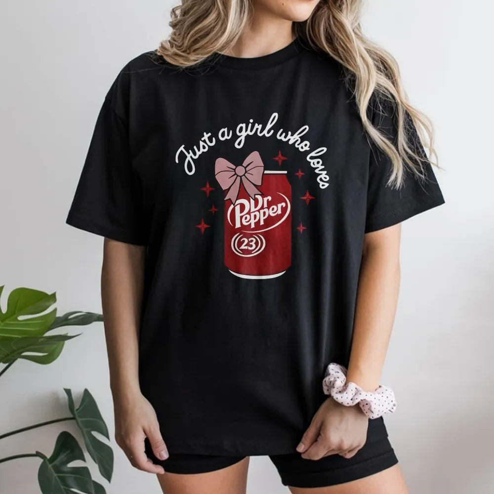 Soda Graphic T-Shirt | Cute Bow Aesthetic Soda Can Design | Premium Cotton Soft Tee | Fun Trendy Gift For Soda Lovers