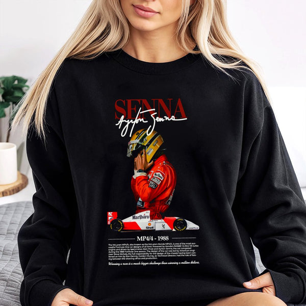 Ayrton Senna F1 Sweatshirt | Vintage Formula 1 MP4/4 Racing Graphic | Premium Cotton Blend Crewneck | Motorsport Gift for Rac