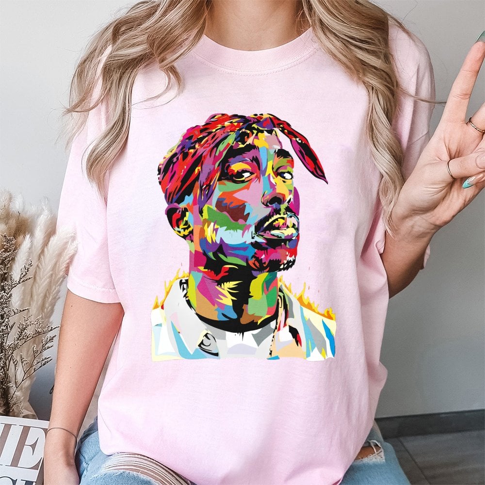 90s Hip Hop Legend Graphic T-Shirt | Vibrant Pop-Art Portrait | Premium Cotton Tee | Unisex Oversized Streetwear Gift for Rap