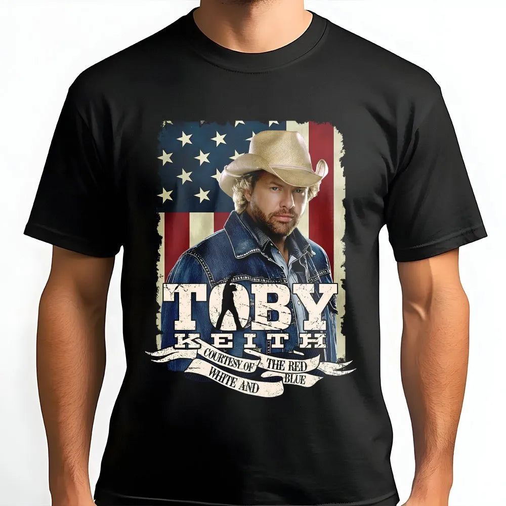 Toby Keith Tribute T-Shirt | Courtesy Of The Red White And Blue Graphic | Premium Cotton Music Apparel | Patriotic Country Mu