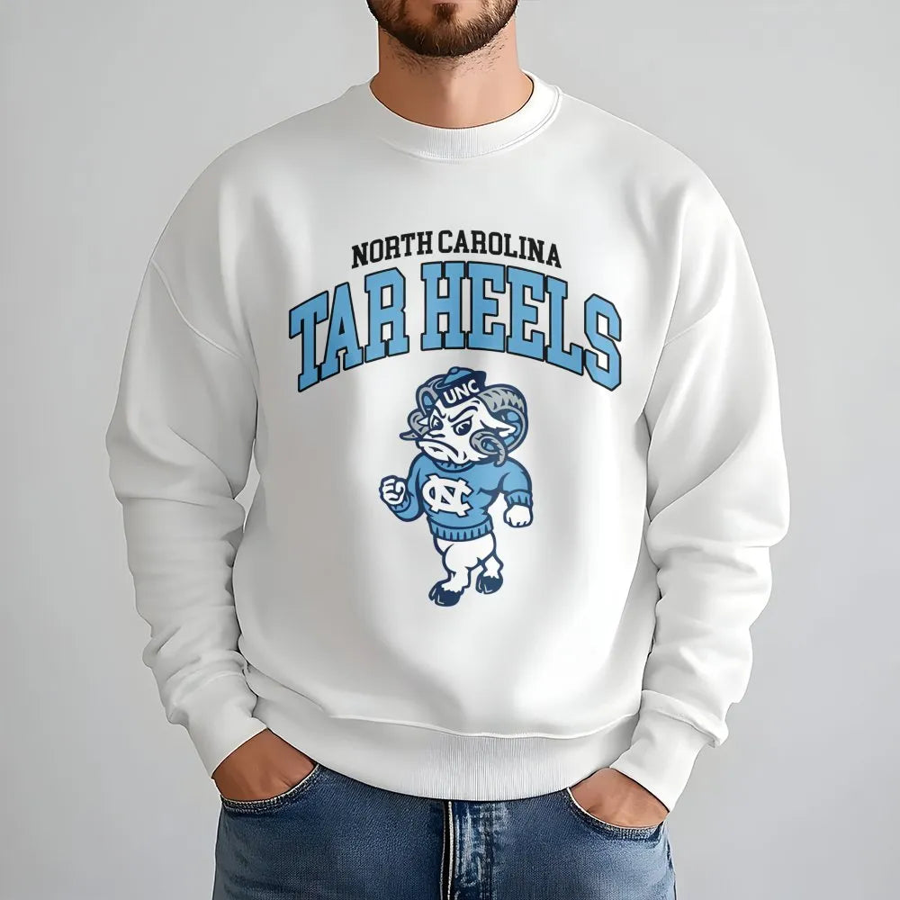 North Carolina Tar Heels Sweatshirt | University Mascot Graphic Crewneck | Premium Cotton-Blend Fleece | Unisex College Sport