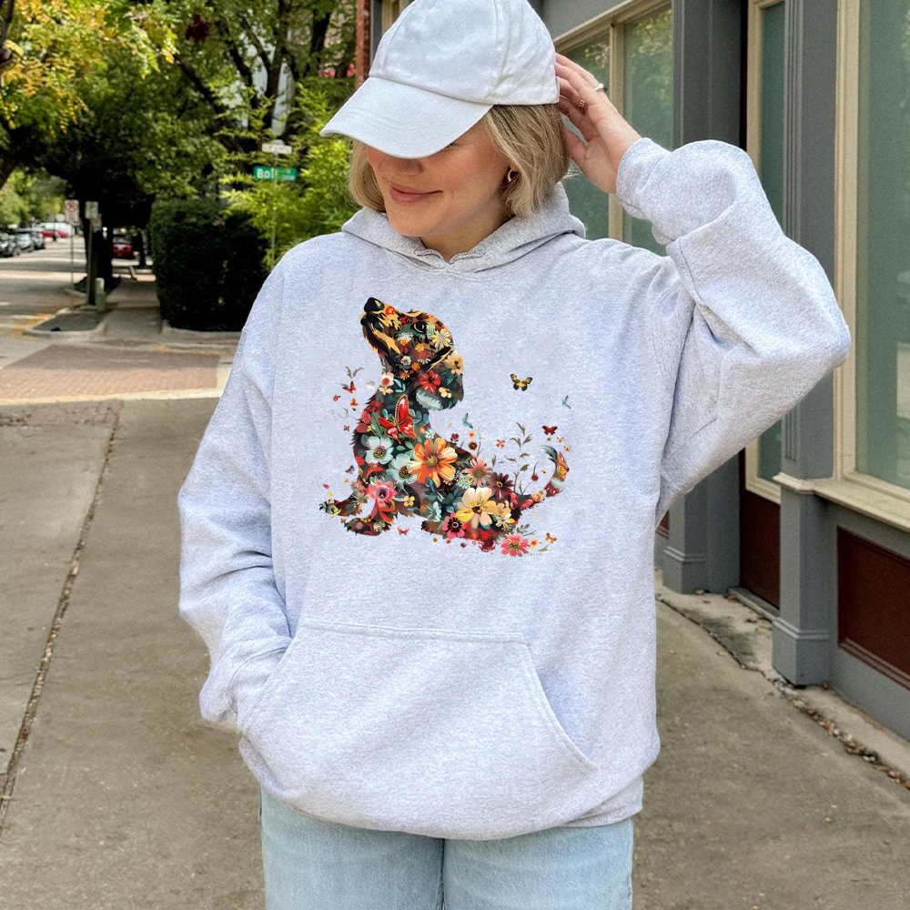 Floral Dachshund Hoodie | Artistic Botanical Dog Art | Premium Cotton Blend Sweatshirt | Unique Gift for Dog Mom and Sausage 