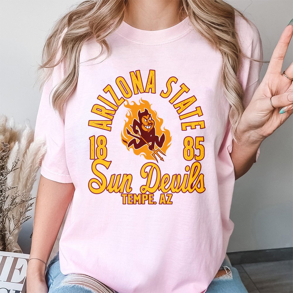 Arizona State Sun Devils Graphic T-Shirt | Vintage College Mascot Design | 100% Premium Cotton | Fan Apparel Gift for Student