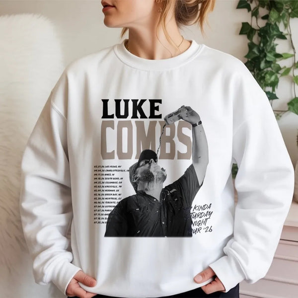 Luke Combs Tour 2026 Sweatshirt | My Kinda Saturday Night Concert Graphic | Premium Cotton Blend | Unisex Country Music Fan G