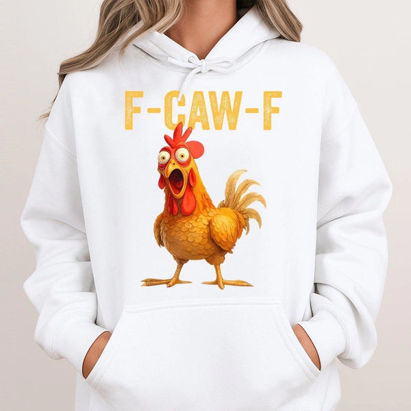 Funny Chicken Hoodie | F-Caw-F Sarcastic Bird Graphic | Premium Cotton Blend Sweatshirt | Unique Gift for Farmers and Poultry