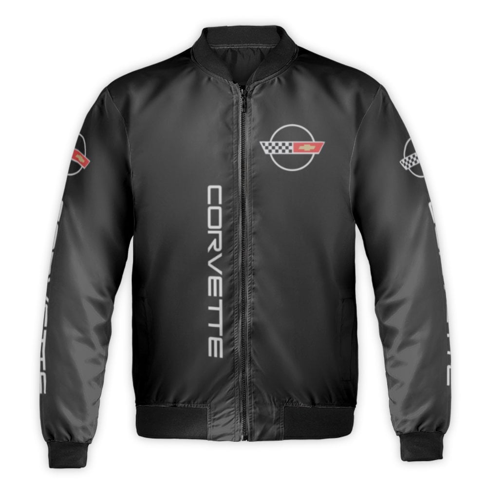 Corvette Bomber Jacket | Classic Chevrolet Sports Car Logo Graphic | Durable Nylon Shell | Premium Automotive Enthusiast Gift