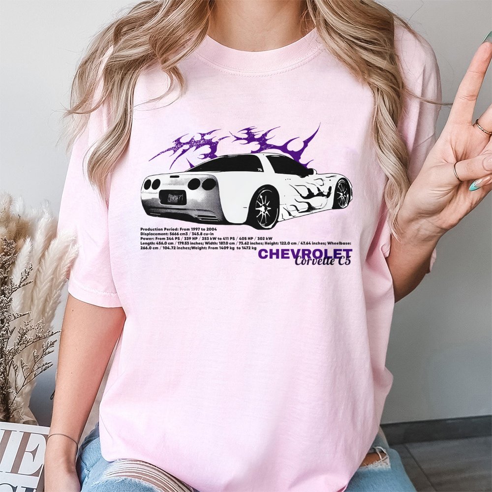 Corvette C5 T-Shirt | Classic Car Graphic with Technical Specs | Premium Cotton Enthusiast Apparel | Gift for Muscle Car Owne
