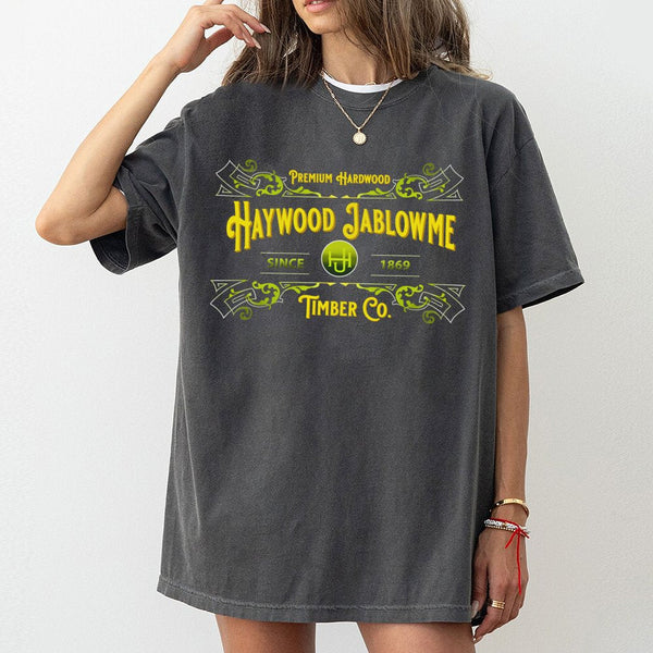 Haywood Jablowme Timber Co T-Shirt | Funny Pun Hardwood Lumber Design | Premium Soft Cotton Tee | Humorous Gag Gift For Him