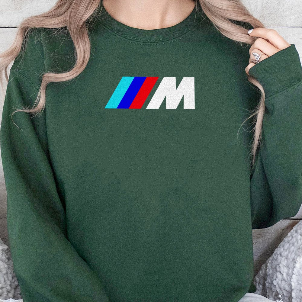 Motorsport Logo Sweatshirt | Graphic Racing M Series Print | Premium Cotton-Blend Crewneck | Automotive Enthusiast Gift For C