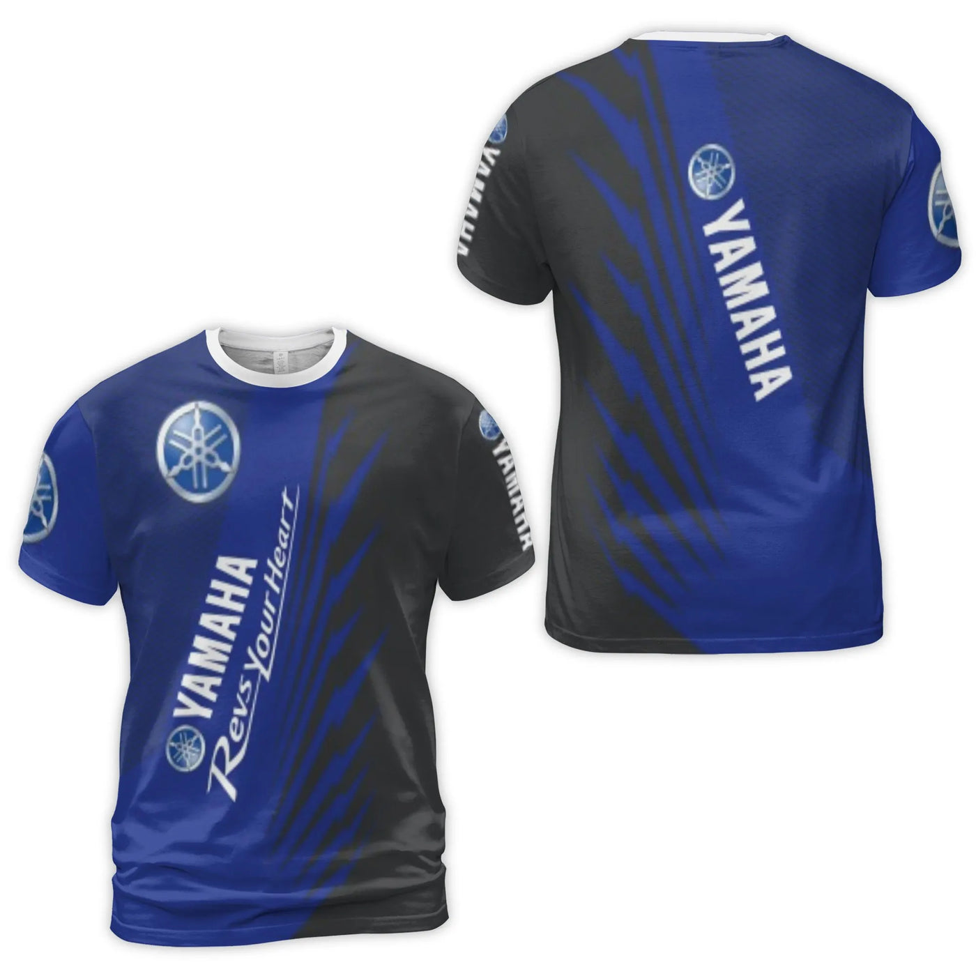 Yamaha Racing 3D T-Shirt | Revs Your Heart Graphic Tee | Premium Polyester Spandex Blend | Motorsports Fan Apparel Gift
