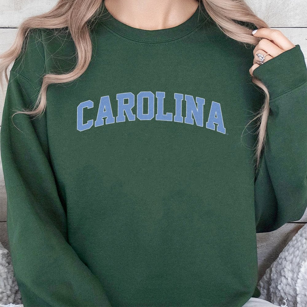 Carolina Crewneck Sweatshirt | Vintage Collegiate Lettering | Premium Cotton Blend | Unisex Comfort Gift for University Stude