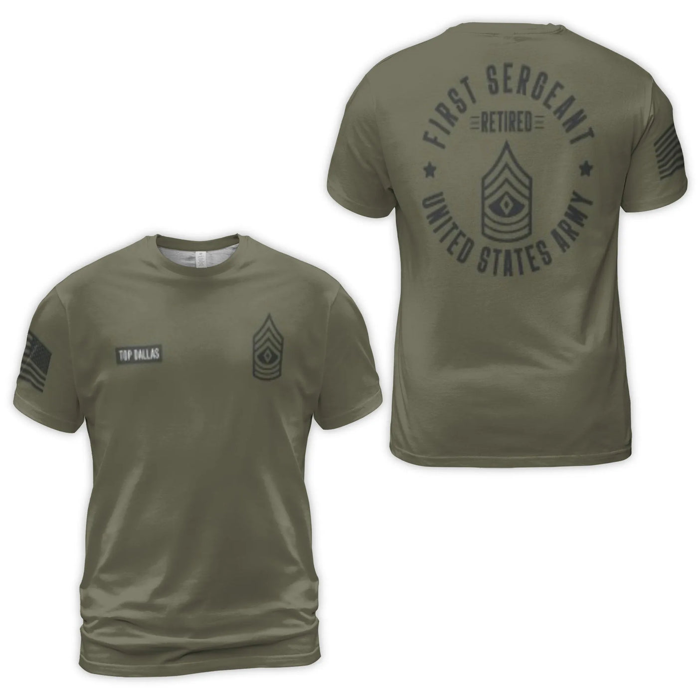 First Sergeant Retired US Army T-Shirt | Military Rank Insignia 3D Print | Premium Polyester Blend | Patriotic Gift for Veter