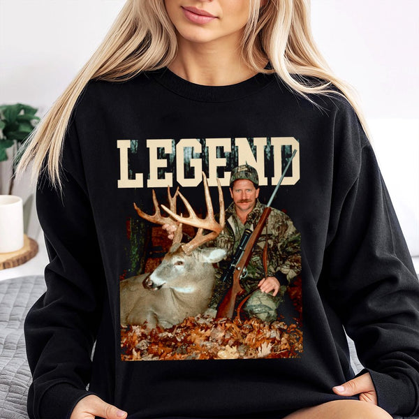 Legend Buck Hunter Sweatshirt | Vintage Hunting Graphic Print | Premium Cotton Blend Crewneck | Gift For Deer Hunters And Out
