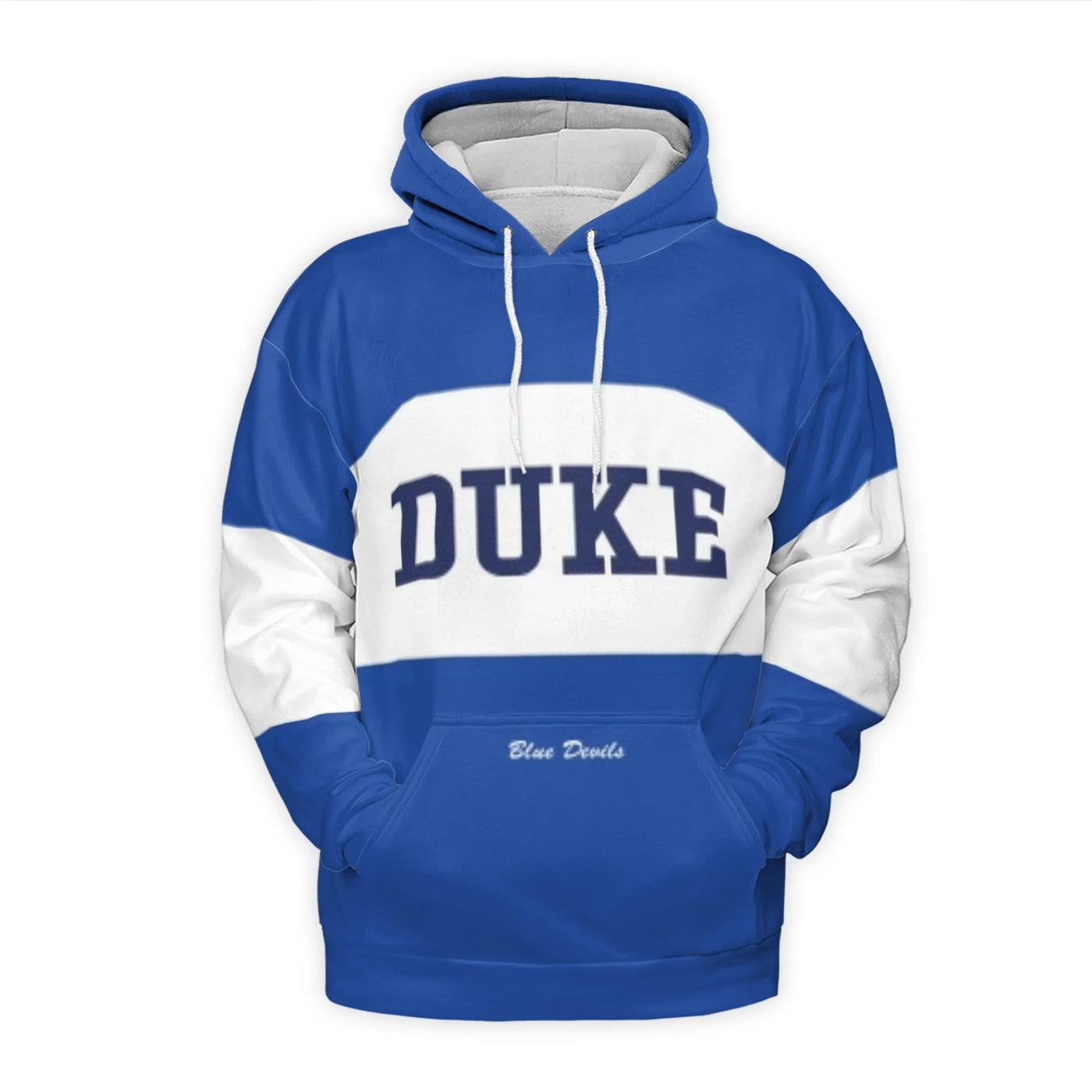 Duke Blue Devils Hoodie | 3D Color Block Basketball Team Graphic | Premium Polyester Brushed Fleece | Unisex Fan Apparel Gift