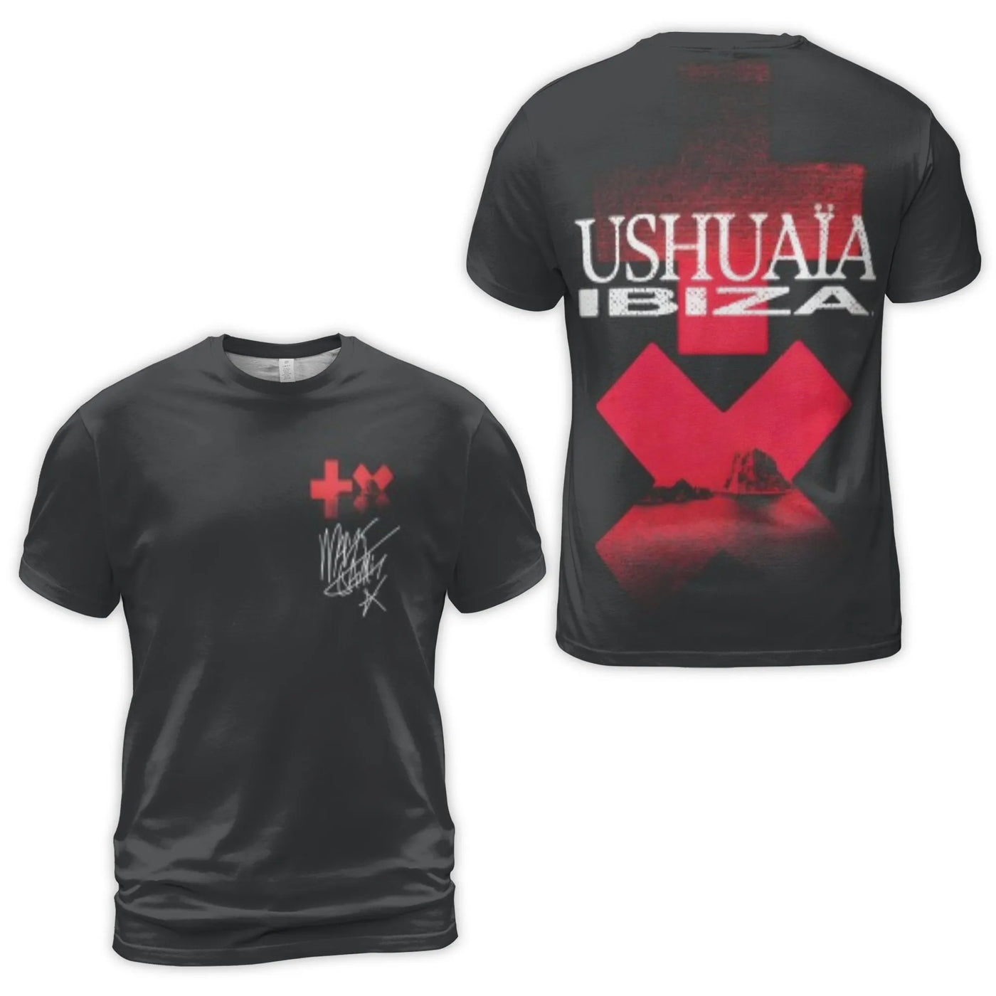 Ushuaïa Ibiza Martin Garrix Graphic T-Shirt | Plus X Red Cross Print | Premium Polyester Blend | Music Festival EDM Fan Gift