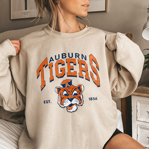 Auburn Tigers Sweatshirt | Vintage Mascot Graphic Apparel | Premium Cotton Blend Crewneck | Gift for AU Alumni and Football F