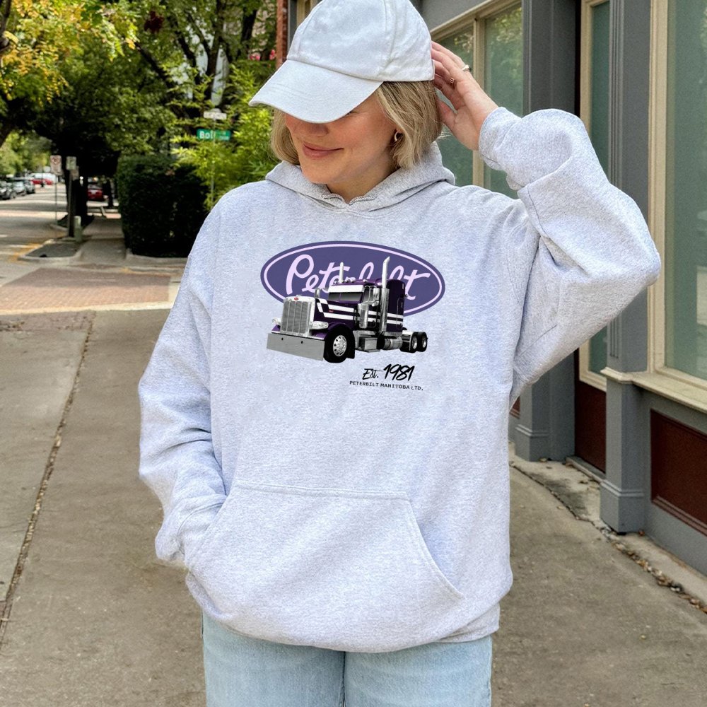 Trucker Hoodie | Classic Peterbilt Semi Truck Graphic | Premium Cotton Blend | Gift for Truck Driver and Big Rig Enthusiasts